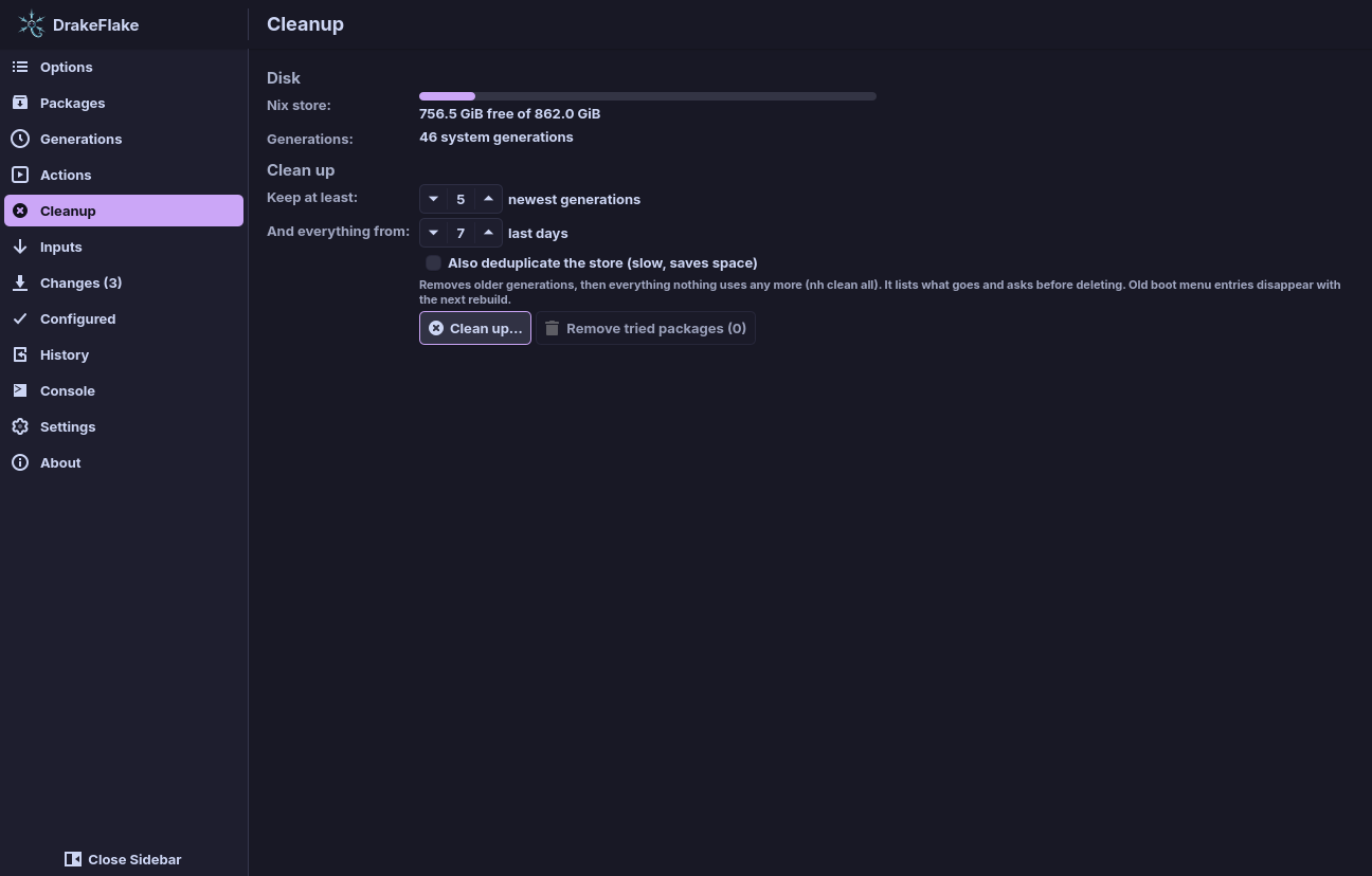 The Cleanup page