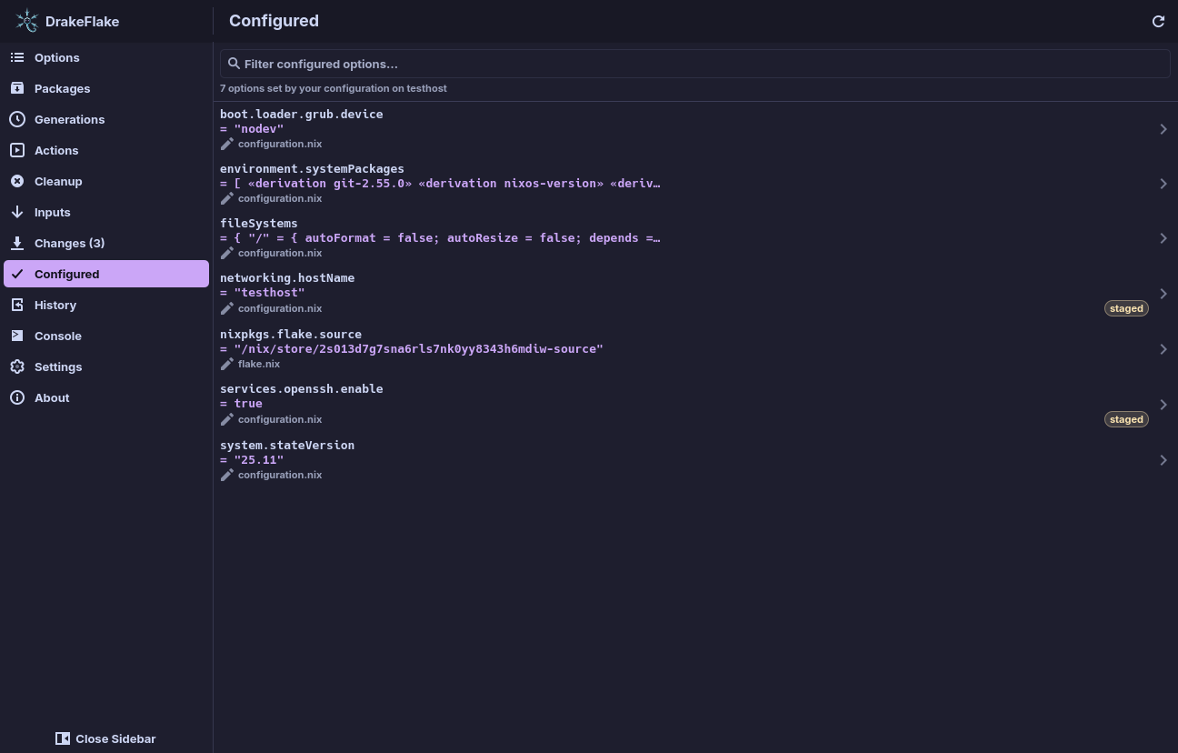 The Configured page