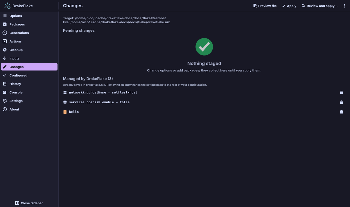 Settings already saved in the generated file