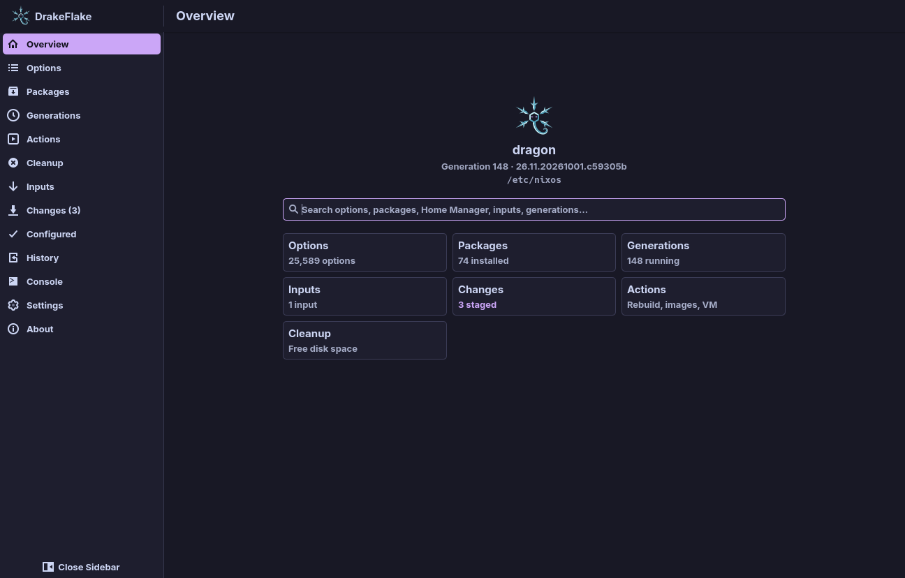 The Overview, where the app starts